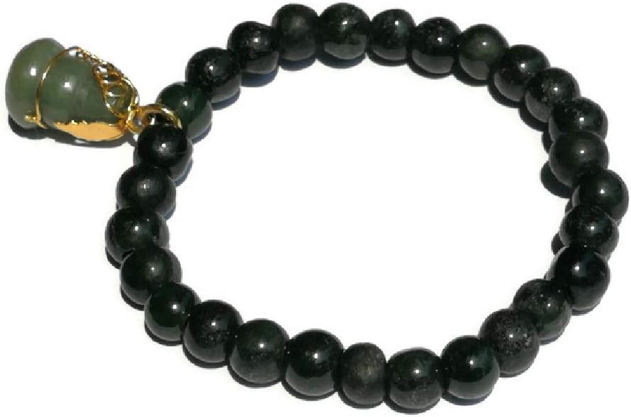 Lucky Dark Green Myanmar Jade Amulet Bracelet Good Fortune,Wealth and Healthy