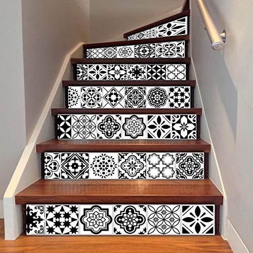 Ameublement Et Decoration Stickers Escalier Style Noir Et Blanc Tuile Darabie 13pcs Set 18cm X 100cm Escaliers Decoration 3d Autocollant Art Pegatinas De Pared Decor A La Maison Mur Cuisine Maison