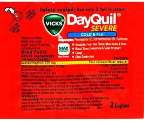 Vicks Dayquil Severe Cold &amp; Flu - Multi-Symptom Relief (25 Pieces) - Vicks Dayquil Severe Cold &amp; Flu2 Softgels In Travel Size Individually Sealed Packet. Temporarily Relieves Common Cold/Flu Symptoms