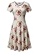 HUHOT Women Short Sleeve Round Neck Summer Casual Flared Midi Dress