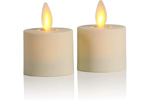 Luminara Flameless LED Tea Light Candle, 1.4" x 2", Pack of 2, Pearl Ivory, Real Flame, Battery Operated w/Remote Timer Function, Paraffin Wax