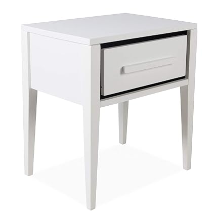 Homestyle4u 1866, Nachttisch Weiß, Nachtschrank mit 1 Schublade, Holz Kiefer