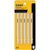 DEWALT DW3753-5 4-Inch 6 TPI Fast Clean Cut Wood Cobalt Alloy Steel T-Shank Jig Saw Blade (5-Pack)