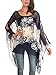 DJT Women's Floral Printed Chiffon Caftan Poncho Tunic Top One Size Blue Floral