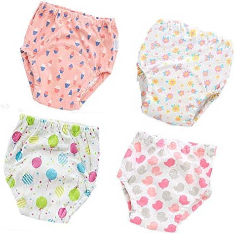 トレーニングパンツ 4枚組 女の子 男の子 トレパン 4層ガーゼ構造 綿 トイレトレーニングパンツ 防水層付き 漏れにくい 高吸収 通気性抜群 可愛い