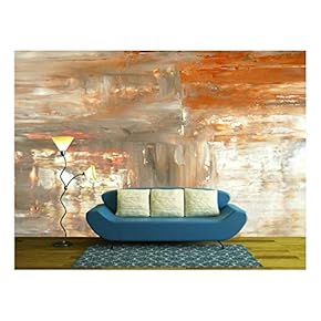 Brown and Beige Abstract Art Painting - Removable Wall Mural | Self-Adhesive Large Wallpaper - 66x96 inches