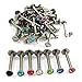 CrazyPiercing Lot of 8 Pairs Assorted Gems Labret Lip Bar Chin Lip Rings Piercing 1.2mm Surgical Steel 16 Guage