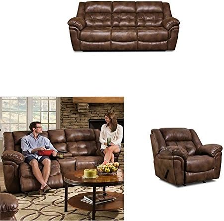 Simmons Upholstery Wisconsin 3 pc Living Room Set with Sofa , Love Seat , Recliner , and Ottoman , Chocolate