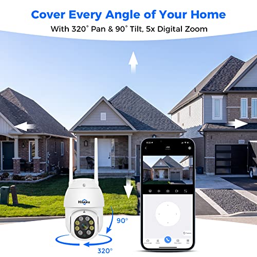 PTZ Camera Wireless System- Hiseeu 3MP Security Camera System Two Way Audio, Auto Tracking, Full Color Night Vision, IP66 Waterproof, Expandable 10CH NVR, 24/7 Record with 1TB Hard Drive