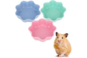 DQITJ 3 Pcs Hamster Food Bowl Small Cute Shape Food Dish for Hamster Rat Mice and Other Small Animals (Pink, Green and Blue)