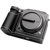 Uchandmade Handmade Genuine Leather Camera Half Case for Hasselblad X2D 100C - Top Layer Cowhide Body + Metal Base Plate + Hand Shank 3-in-1 Design (Black)