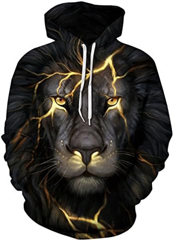 Men/Women 3D Sweatshirts Print Golden Lightning Lion Hooded Hoodies Thin Hoody Tracksuits Tops YXQL245 XXXL