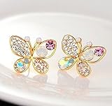 Gleader Fashion Multicolour Rhinestone Butterfly Retro Ear Studs Earrings 1 Pair