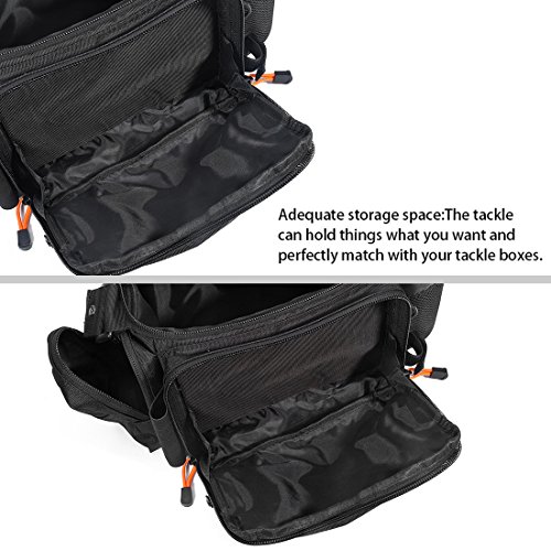 BLISSWILL Portable Outdoor Fishing Tackle Bags Waist Fishing Bag Fishing Gear Storage Bag Water-Resistant Multifunctional Bag Fly Fishing Bag Durable Handbag Bags for Fishing (Black Larger)