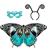 Kids Butterfly-Wings Costume for Girls with Headband-Mask Children Butterfly Dress Up Cape Hallow...