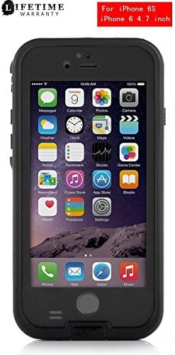 AOWOTO Cases for iPhone 6 / iPhone 6s Waterproof Case 4.7 inch , [Grid Series] 6.6ft Depth Under Water Dirtpoof Shockproof Snowproof protective Cover ( Black )