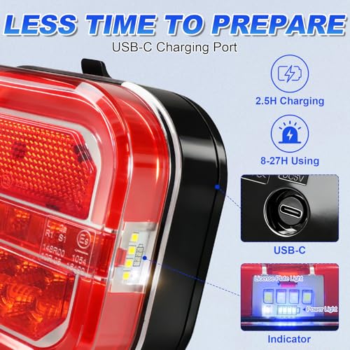 Agrieyes Halo Wireless Trailer Lights, 2 Mounting Options Magnetic Trailer Light for Towing, Portable LED Tow Lights Kit for Trucks, Boat, RV Amber