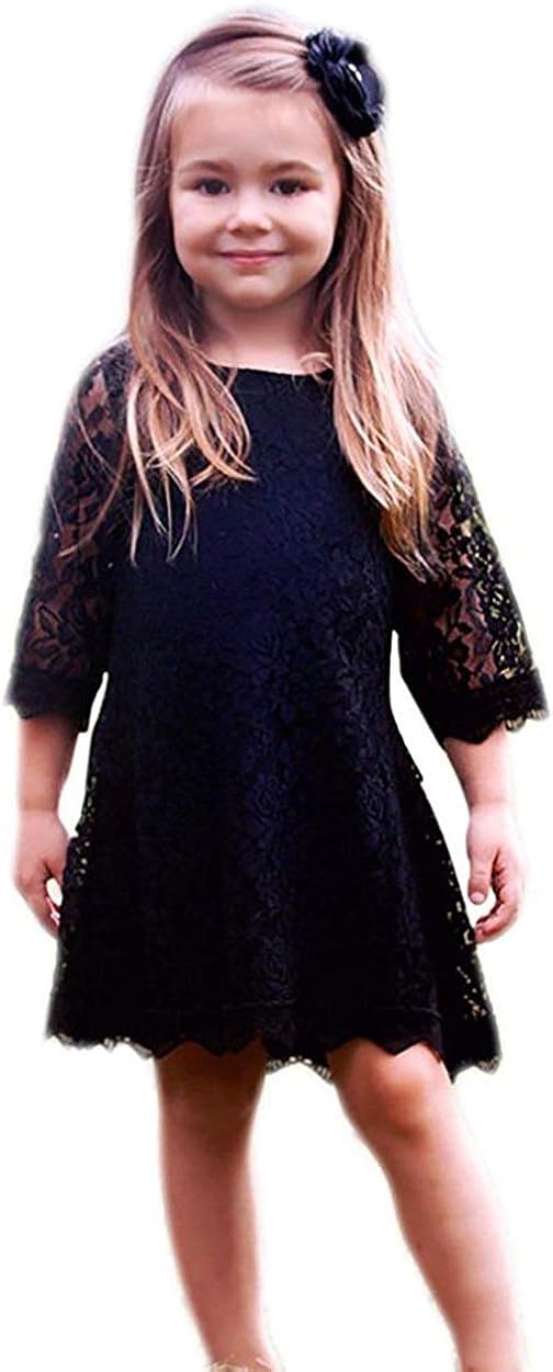 BGIRNUK Flower Girl Lace Dress 3//4 Sleeve Princess Party Dresses