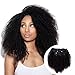 Vanalia Kinky Coily Human Hair Clip in Hair Extensions, 4A 4B Clip Ins for Black Women 9A Brazilian Remy Human Hair, Double Lace Wefts Natural Black, 120 Gram,16 Inch