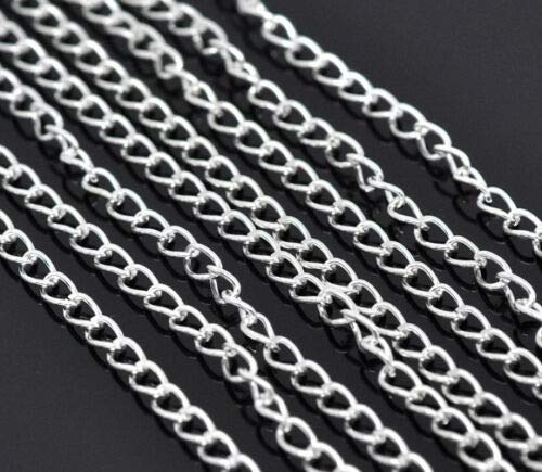 QPSupplies 10 Metres Length of Silver Plated 5mm x 3mm Open Link Curb Chain. for Jewellery Making and Art Crafts