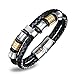 OPK Men Jewelry Braided Leather Wrap Bracelet Stainless Steel Buckle Double Strand Wristband, Black