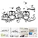 Family Owls On The Tree Branches Wall Decal Removable Cartoon Black Vinyl Owl Wall Art Decor Stickers for Babys Children Rooms Bedroom Living Room TV Background