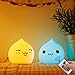 Silicone Night Light, Umiwe Cartoon Children Night Light Rechargeable Night Lamp with Remote Control for Baby Kids Bedroom Nursery Birthday Gift (Waterdrop A)