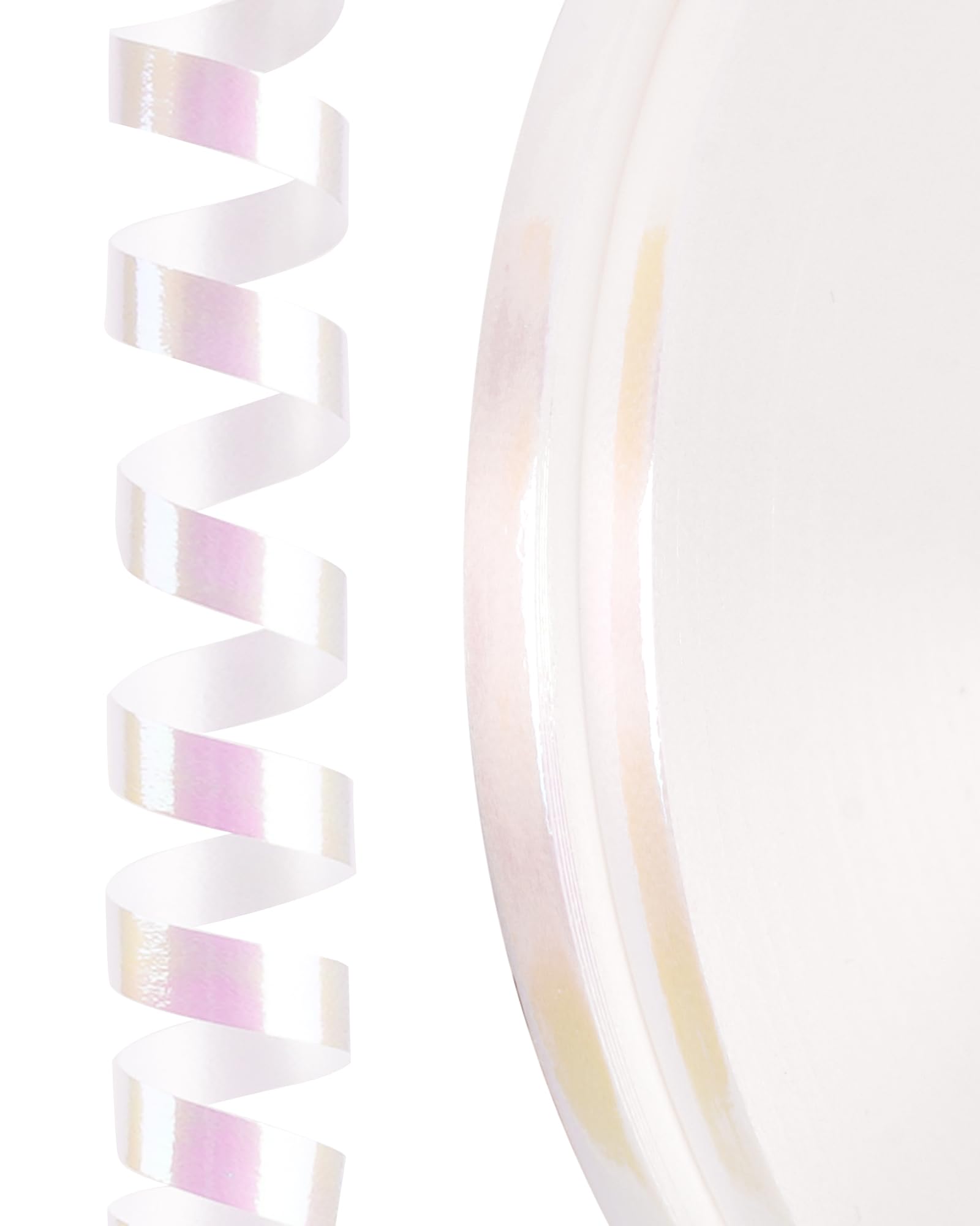 PartyWoo White Iridescent Curling Ribbon for Balloons, Crafts, Gift Wrapping, Wedding, Florist Flower (2 Rolls, 131 Yards, 65.6 Yards/Roll)