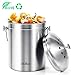 Kealive Compost Bin, Kitchen Compost Bin, Premium Quality Stainless Steel Compost Bin, Countertop Compost Bin Includes Activated Charcoal Filter, 1.3 Gallon