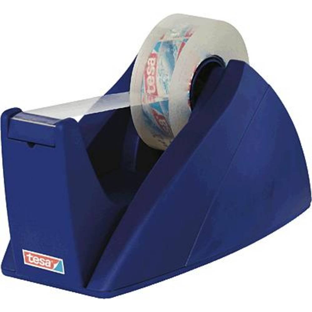 tesa Easy Cut Desk Dispenser Professional - Refillable, Nonslip Tape Dispenser for Adhesive Tape Rolls Up to 33 m x 19 mm - Blue