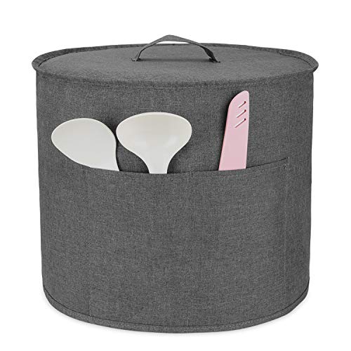 Luxja Dust Cover for 8 Quart Instant Pot, Cloth Cover with Pockets for Instant Pot (8 Quart) and Extra Accessories, Gray (Large) - Thumbnail 2