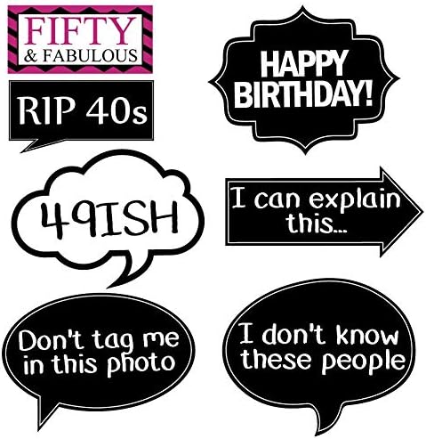 50th Birthday Photo Booth Party Props - 40 Pieces - Funny 50th Birthday Party Supplies, Decorations and Favors - Image 5
