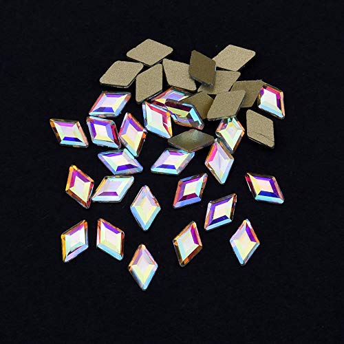 100pcs Mix 3 Sizes Crystal AB Flat Back Nail Rhombus Foiled Diamond Shape Rhinestone Nail Art Stones and Charms Supplies - Thumbnail 2
