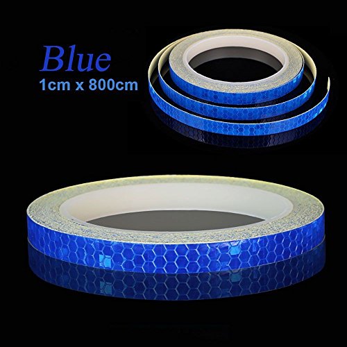 AM Safety Reflective Warning Lighting Sticker Adhesive Tape Roll Strip. for Beautify Bicycle Bike Decoration (Blue)