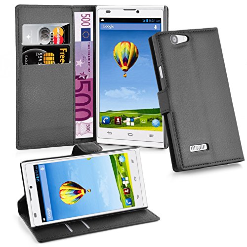 Cadorabo - Book Style Wallet Design for ZTE BLADE L2 with 2 Card Slots and Stand Function - Etui Case Cover Protection Pouch in OXID-BLACK