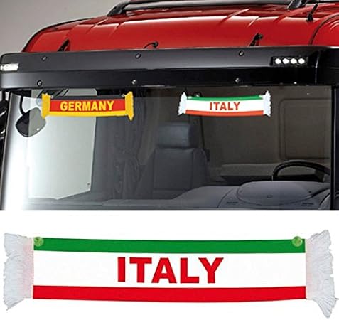 Fanion Italie AZ FLAG Pour Voiture - 13x10cm Avec Ventouse Et Franges Dorées