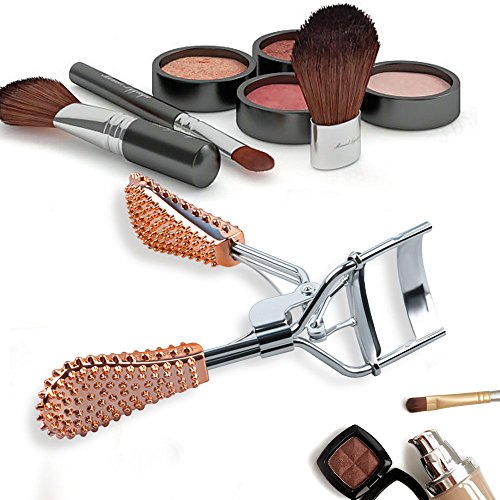 Eyelash Curler, Pro Painless False Lash Curler Spring Loaded Non Slip Handle for Big Small Asian Eyes with 5 pcs Rubber Refills Pads -- Blink Rose Gold
