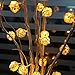 Goodia Battery 1.2M 10 LED 4cm White Rattan Ball String Lights for Indoor,Bedroom,Curtain,Patio,Lawn,Landscape,Fairy Garden,Home,Wedding,Holiday,Christmas Tree,Party(Warm White)