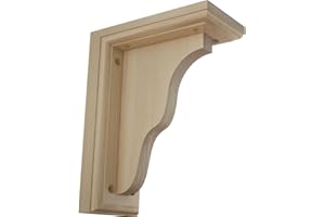 Ekena Millwork BKT03X07X09HARW Hamilton Traditional Wood Brackets, 3 1/2"W x 7"D x 9"H , Rubberwood