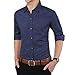 YTD Mens 100% Cotton Casual Slim Fit Long Sleeve Button Down Printed Dress Shirts US L Navy Blue