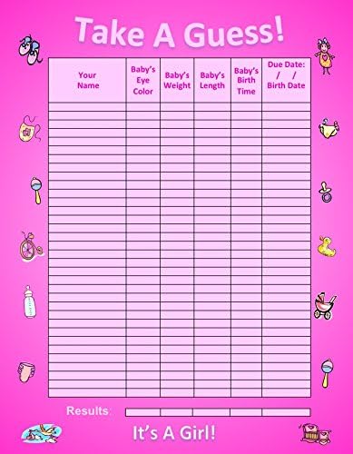 Bundle Boards It's A Girl Baby Shower Guessing Game and Keepsake, Medium