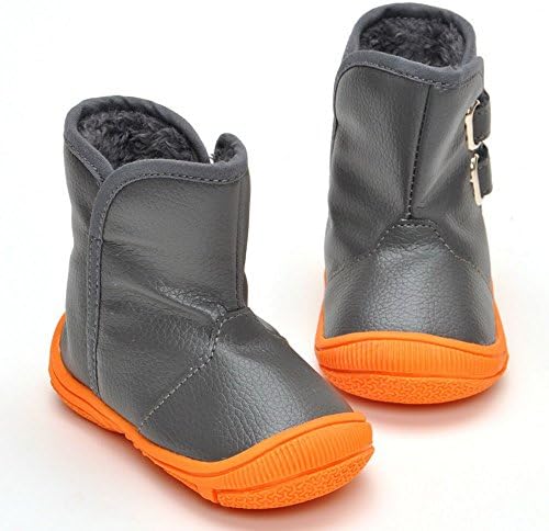 Enteer Infant Baby Boys' Soft Rubber Sole Anti-Slip Warm Winter Prewalker Leather Toddler Boots