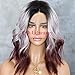QD-Udreamy Colorful Hair Wigs Dark Roots To Ombre Purple Brown Mixed Short Water Wave Hair Heat Resistant Synthetic Lace Front Wigs for Women …