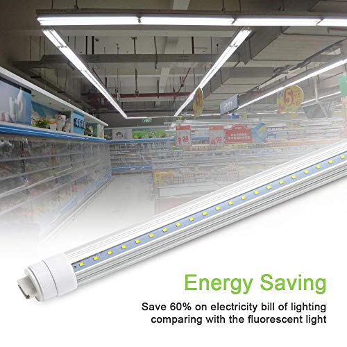 T8 T10 T12 LED Light Tube, 8foot 45W R17d (Replacement for F96T12/CW/HO 100W), Rotating Base 8Ft Shop Light Bulb, 6000K Cool White, 4800LM, Clear Lens, Dual-Ended Power, 12-Pack - Thumbnail 5