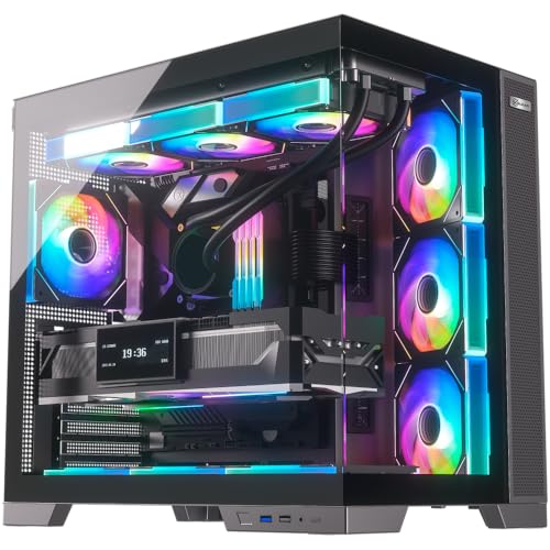 Gabinete Gamer Kalkan Asgard Evo Preto ATX Aquário Sem Fans Câmara Dupla Painel em Vidro Temperado Duplo USB 3.0 Painéis Perfurads Suporta Placas Mãe com Conectores Traseiros KLK00084
