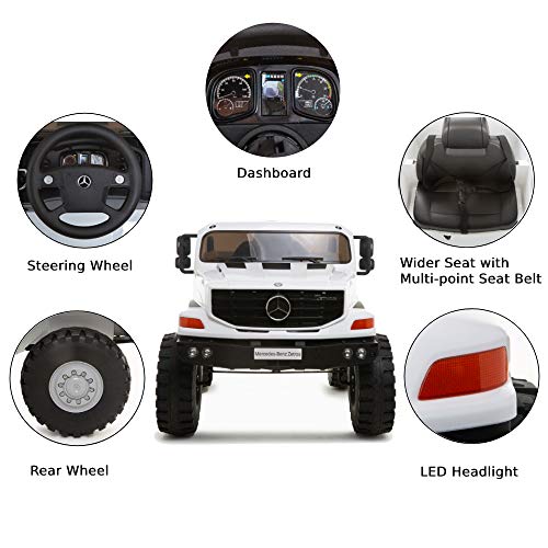 VALUE BOX Licensed Mercedes Benz Kids 12V Ride On SUV, Battery Motorized Electric Cars Vehicles w/ Remote Control, LED Headlights, Music, Horn, Adjustable Seat Belt, 3.7 MPH, White