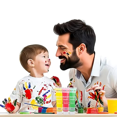 KINSPORY Pinturas de Dedos para Niños 24 x 36 ml – Pinturas Lavables para Niños Pequeños, No Tóxicas, Seguras para Manos y Pies, Materiales Artísticos Preescolares Regalos Creativos