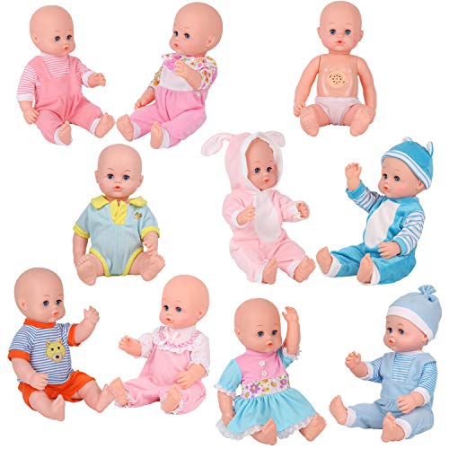 Young Buds 9 Sets for 14-15 Inch Alive American Girl Clothing Dress Baby Doll Clothes Costumes Gown Handmade Outfits with Underwear Birthday New Year Gift-wrap