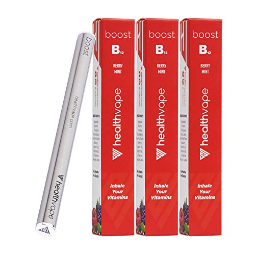 BOOST Vit B12, B6 + Aromatherapy Inhaler with L-Theanine, Taurine - Fruit Flavored Natural Energy Pen - 3 Pack