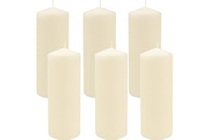 Stonebriar 80 Hour Long Burning Unscented Pillar Candles, 3x8, Ivory, 6 Count